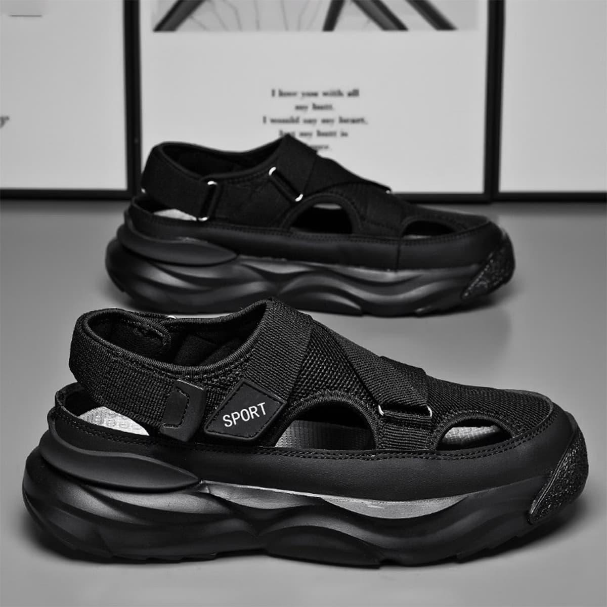 Sandalias Negras Modernas - Imagen 1